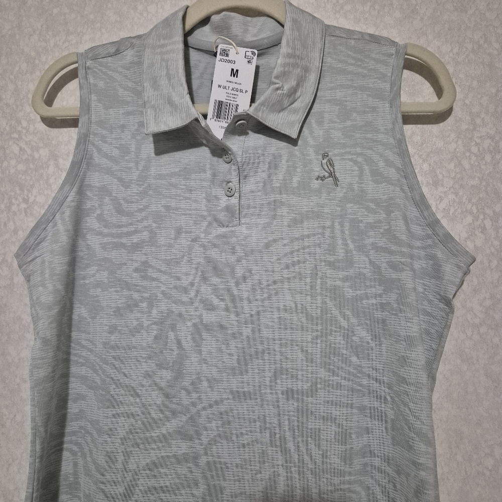 NWT ADIDAS Women's Gray Sleeveless Jacquard  Polo-ultimate Top...Size:M - Picture 4 of 11